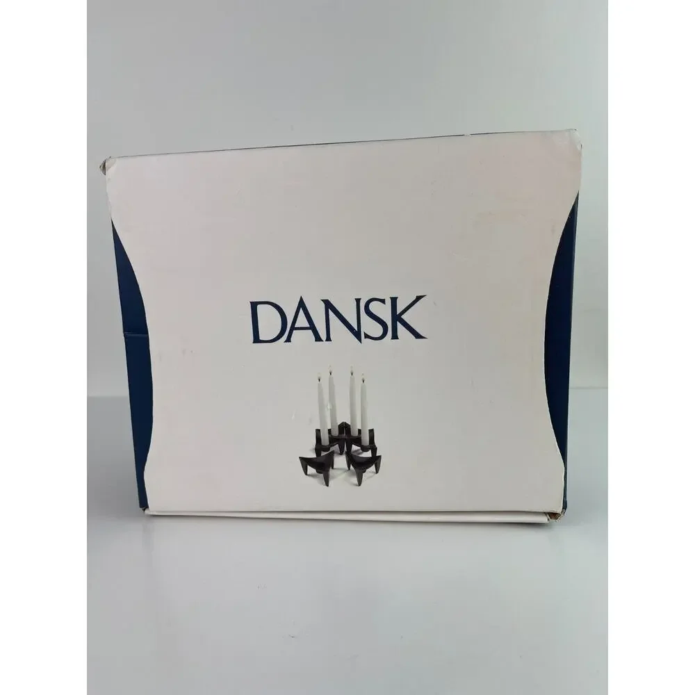 New DANSK Vintage Set Of 6 Metal Triangle Candle Holders JHQ Made in India